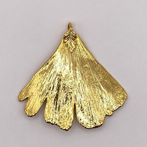 10K Gold Dipped Ginkgo Leaf Pendant - Picture 1 of 11